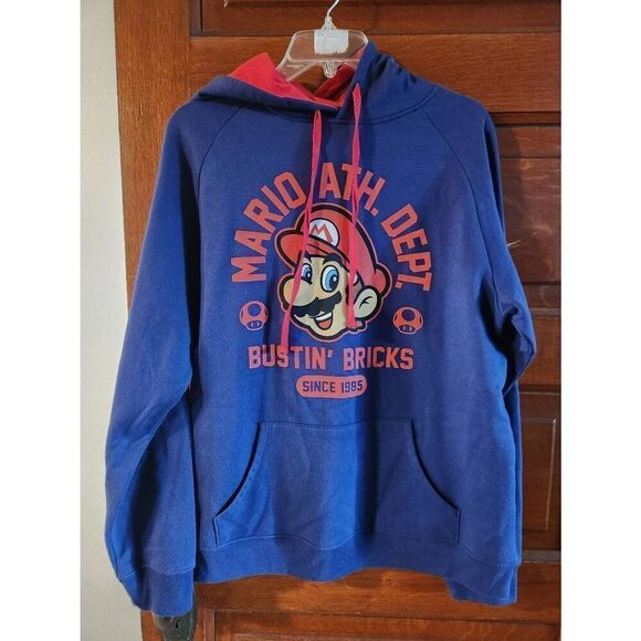 Nintendo Official Super Mario Brothers Hooded Sweatshirt Size LARGE - Picture 5 of 8